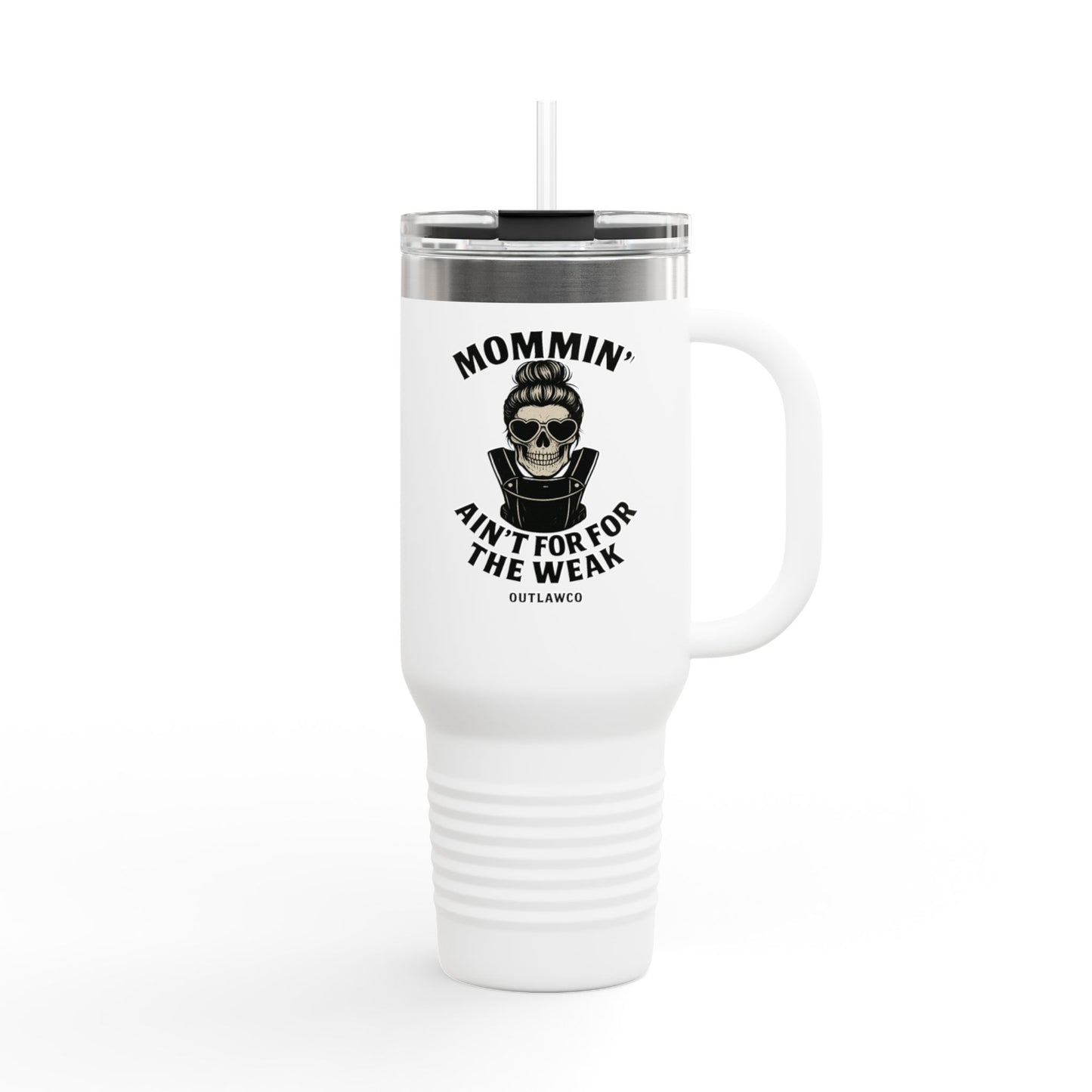 Mommin' Ain't For The Weak Insulated Travel Mug, 40oz - Funny Coffee Tumbler for Moms, Gifts for Mother’s Day, Coffee Lovers, Travel